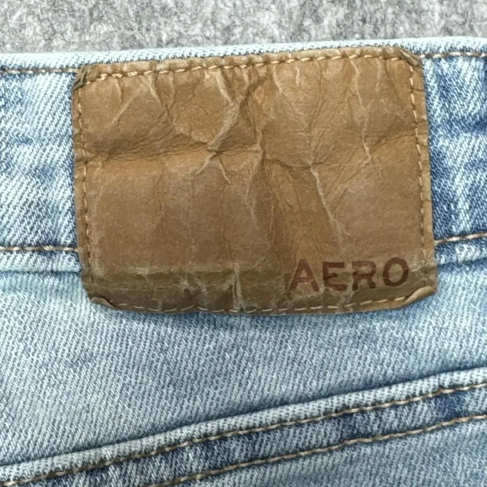 Aeropostale Jeans Mens 36x30 Blue Light Wash Skinny Distressed Denim Pants